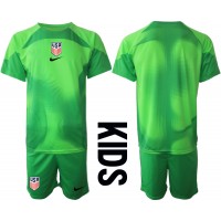 Fotballdrakt Barn forente stater Keeper Bortedraktsett VM 2022 Kortermet (+ Korte bukser)